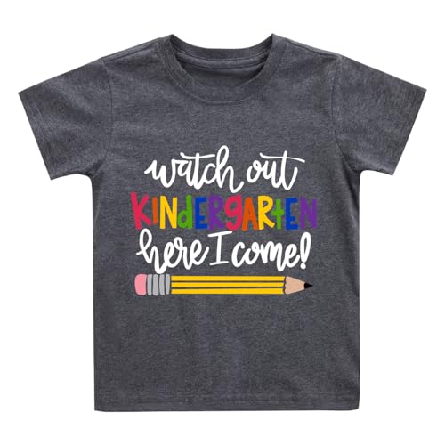 Slurinx First Day of Kindergarten Shirt Girl Boys Watch Out Kindergarten Here I Come Tshirt Kids Back to School Outfit