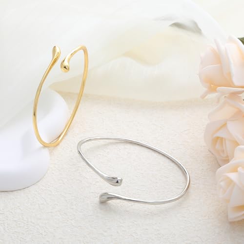 Gold Cuff Bracelets for Women, Silver Arm Cuff Jewelry for Women Upper Arm Bracelet Band, Minimalist Tarnish Free Gold Bracelets for Women Small Wrist Gold Upper Armband Greek Goddess Accessories3