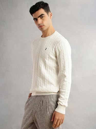 Image of Thomas Scott Men's | Regular Fit | Long Sleeves | Round Neck | Self Design | 100% Cotton | Knitted | Pullover | Sweater