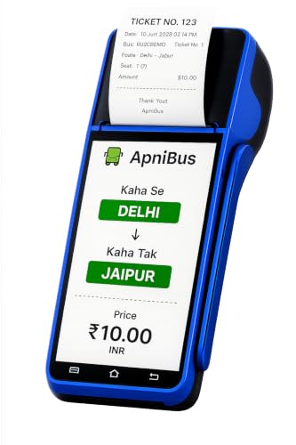Image of Ticket Machine with Inbuilt Thermal Printer | Portable Handheld Billing Device for Bus Conductors | Fast Ticket Printing, Rechargeable Battery,Smart POS Machine I ETM