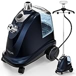 EVAIROAX 1800W Professional Standing Garment Steamer for Clothes, 90 Mins of Continuous Powerful Steam with 3L Water Tank, Pants Clip & Children's Clothing Hanger 998S Blue