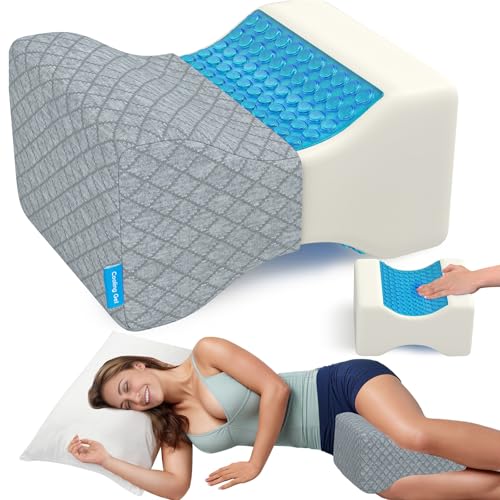 Image of CloudBliss Knee Pillow for Side Sleepers - Cooling Leg Pillow for Side Sleeping, Memory Foam Knee Pillow for Hip Pain, Lower Back Pain, Sciatica Pain, Knee Wedge Pillow with Contour Design,Grey