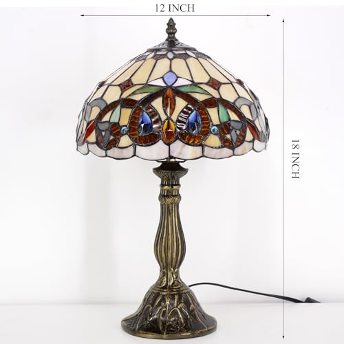 Image of WERFACTORY Tiffany Style Table Lamp Stained Glass Serenity Victorian Lamp
