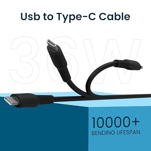 Image of UTRAX USB Type-C Cable 36W Fast Charging - Type-C to USB Cable | Fast Charge & Data Sync | Durable PVC Material | Black | Compatible with Samsung, Xiaomi, OnePlus, Realme & More