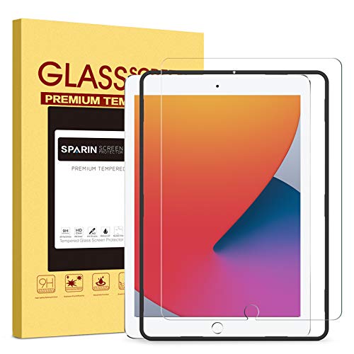 SPARIN Screen Protector for iPad 8th Generation 10.2 Inch 2020 Released and iPad 7th Gen 10.2 2019 Model with Alignment Frame/ Apple Pencil Compatible