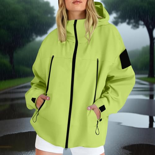 Rain Jacket for Women Waterproof Outdoor Active Lightweight Jacket Long Sleeve Hooded Rain Coat with Pockets2