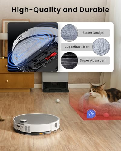Image of 4Pack Washable Cloth Mop Pads for Roborock Saros 10 /G30 Robot Vacuum, Replacement Parts Washing Mopping Pad Replacement Mop Pads for Efficient Home Cleaning