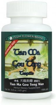 Plum Flowers Tian Ma Gou Teng Teapills ECONOMY SIZE, 1000 Counts,