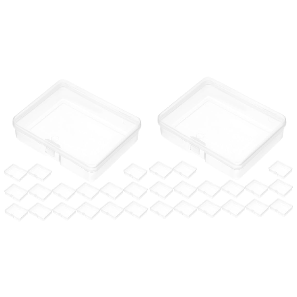 FRCOLOR 2sets Mini Organizer Bins Storage Box for Bead Storage Small Box Hinged Lid Cube Organizer Bins for Craft 20pcs*2