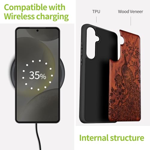 Coque Samsung S25 Plus étui bois rose antichoc compatible Galaxy S25+