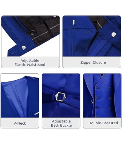 3 Pieces Men's Slim Fit Suit Double Breasted Wedding Suits for Men Blazer Prom Jackets Vests Pants Suits4