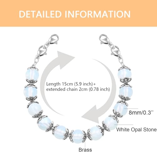 Image of Interchangeable DIY Semi-Finished Medical Alert Bracelet - 8mm Natural Stone Bead Adjustable Dual-Use Bracelet - YA5062