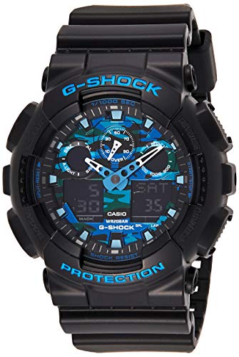 Casio G-Shock Reloj de cuarzo de resina con esfera gráfica GA100CB-1A, Negro -, Cronógrafo