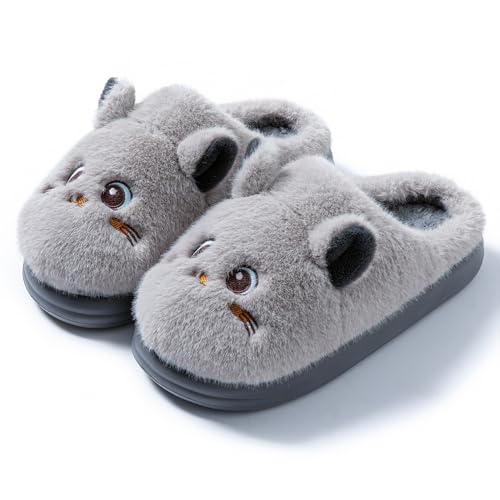 Baiyuruodie Cute Cat Slippers，Women and Men's Soft Plush Comfortable Non-Slip Animal Slippers - Main Image