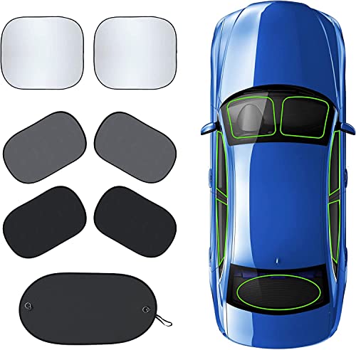2-Piece Windshield Sunshade + Car Side Window Shade 20"X12" (4 Pack) + Sun Shade For Back Car Window (39"X17") #TOP21