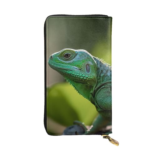Portefeuille long lézard vert le cadeau raffiné pour femme avec porte-cartes