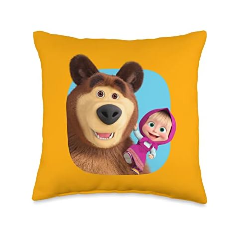Masha and the Bear Duo together blue Throw Pillow Cover