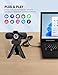 Tewiky Full HD Webcam with Built-in Microphone and Rotatable Tripod, 1080P Video and Wide Angle Camera, Privacy Cover, for Desktop PC or Laptop Computer