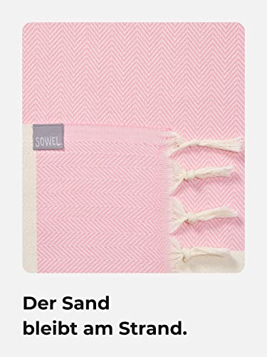 Sowel® XXXL Fouta Hammam Towel Beach Towel 100% Cotton 200 x 240 cm Pink - Image 3