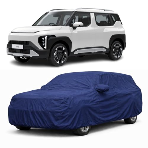 Image of Car Body Cover Compatible with Kia Syros | Water, Dust & UV Protection | Mirror Pockets | Elastic Grip | Triple Stitch Kia Syros Car Cover (Blue)