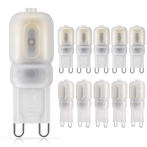 DiCUNO 3W G9 LED Lampe, 250 Lumen, Kaltweiß 5000K, Nicht Dimmbar, Ersatz für 28W?30W Halogenlampe, 220-240V, Enegiesparende G9 Mini Kleine LED Birne, 10 Stücks