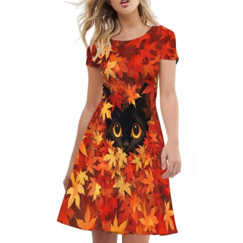 Image of AFPANQZ Womens Casual Summer Lightweight Vintage Dress Short Sleeve Midi Dress Knee-Long Luxury Formal Dress
