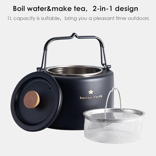 Bouilloire de camp 1 L compacte - Théière extérieure de randonnée sur cuisinière - 7