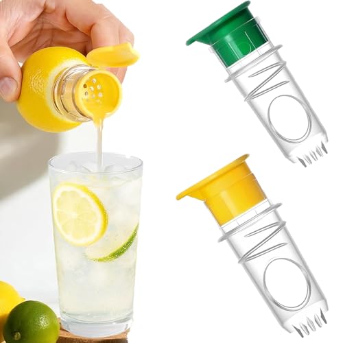 Lot de 2 presse-citrons manuels - Pour jus de citron - Facile et rapide - Avec bouchon à vis - Petit presse-agrumes pour citrons, oranges, etc (jaune et vert)...