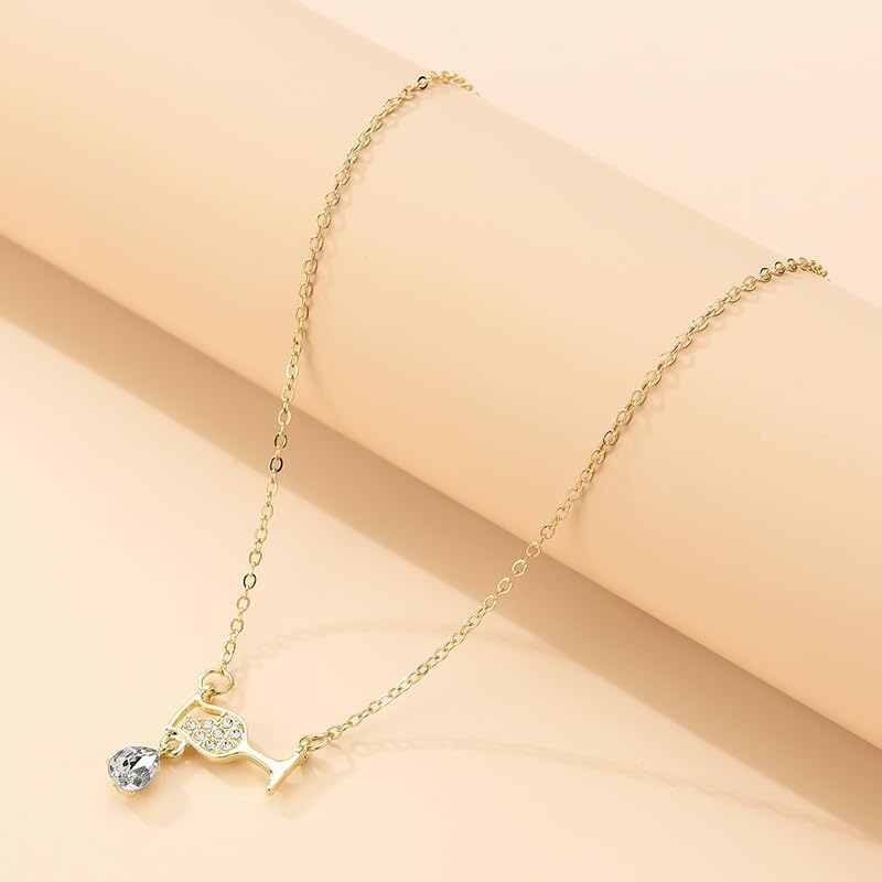 ONLYJUMP Wine Glass Pendant Necklace for Women Dainty Red Wines Glasses Necklaces Bottle Pendant Necklace Cubic Zircon Water Drop Cup Clavicle Necklace Jewelry Gift - Image 8