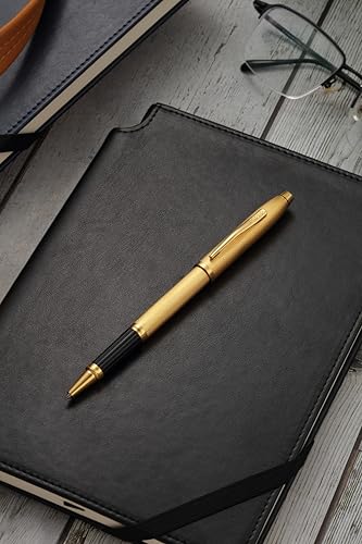 Image of Cross Century II Polished 23KT Gold-Plated Engraved Diamond Pattern Refillable Rollerball Pen - Medium Point, Black Ink, Presented in a Luxury Gift Box