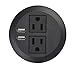Kungfuking Desktop Power Grommet Power Outlet Socket Desk Data Center 2 Outlet with 2 USB Ports with 10 FT Extension Cord Black