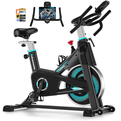 Heimtrainer Fahrrad mit App, Advamsoler Spinning Bike Indoor Hometrainer Fahrrad mit Silent Belt Drive, LCD-Monitor für Cardio-Workout-Training im Heim-Fitnessstudio, 160 kg Belastbar Heimtrainer Fahrrad mit App, Advamsoler Spinning Bike Indoor Hometrainer Fahrrad mit Silent Belt Drive, LCD-Monitor für Cardio-Workout-Training im Heim-Fitnessstudio, 160 kg Belastbar