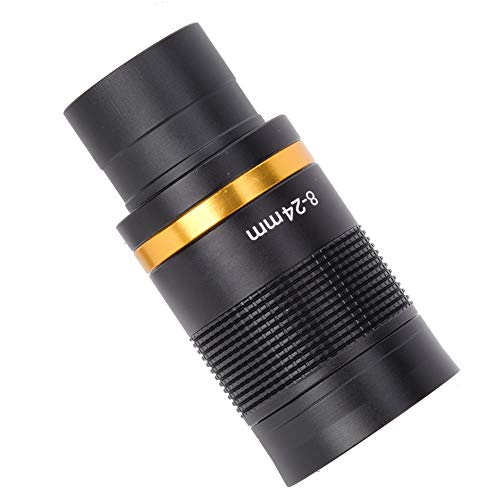TOPINCN Oculaire Télescopique à Zoom Continu Tout en Métal avec Film Vert pour L'observation du Ciel, Oculaire Télescopique de 8 à 24 Mm pour L'observation de la Lune et des Nébuleuses, Connecteur