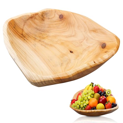 LEKEFETO Frutero de madera natural: cuenco de madera creativo irregular, ensaladera de madera, cuenco de madera natural hecho a mano, para frutas, ensaladas, dulces y aperitivos, 25-29 cm