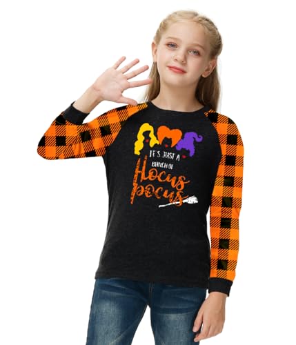 Image of Remimi Girls Thanksgiving Shirts Buffalo Plaid Raglan Tee Cute Turkey Holiday Party Long Sleeve Tshirt 5-14 Years