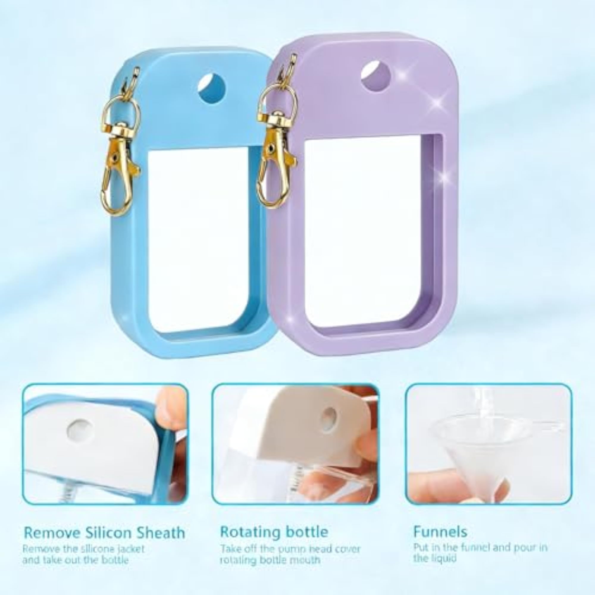 4Pcs Hand Sanitizer Spray Case with Keychain, Travel Size