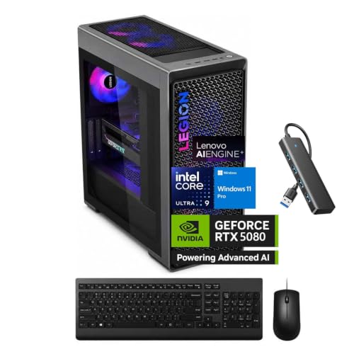 Image of Lenovo Legion Tower 7i Gen 10 Gaming Desktop, Intel Ultra 9 285K, RTX 5080 16GB GDDR7, 64GB DDR5 5600MT /s(2 x 32GB), 8TB SSD, Legion Coldfront Cooling w /USB Hub,KB&Mouse, Copilot AI Windows 11 Pro