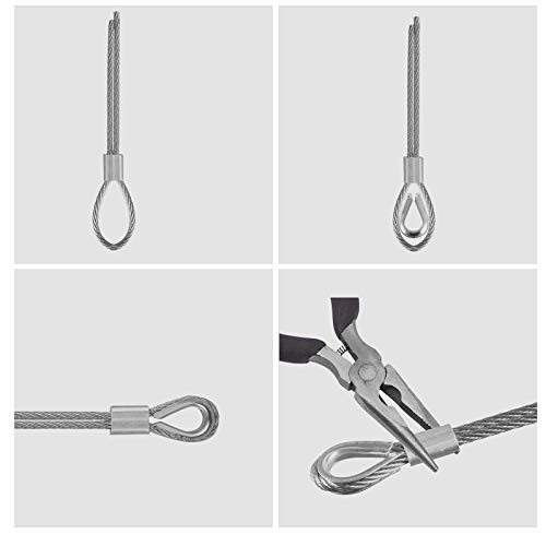 Eowpower 1/16 Inch Stainless Steel 316 Aircraft Cable Wire Rope Marine Grade, 33Ft Length 7X7 Strand Core With 50Pcs Aluminum Sleeves And 12Pcs Thimbles #TOP3