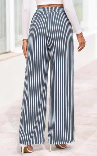 Image of PRETTYGARDEN Womens Pants Elastic Waist Floral Lightweight Palazzo Pants for Women Casual Lounge Wide Leg Pants Woman