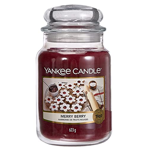 Yankee Candle Scented Candle | Merry Berry Large Jar Candle | Burn Time: up to 150 Hours, 1631361E
