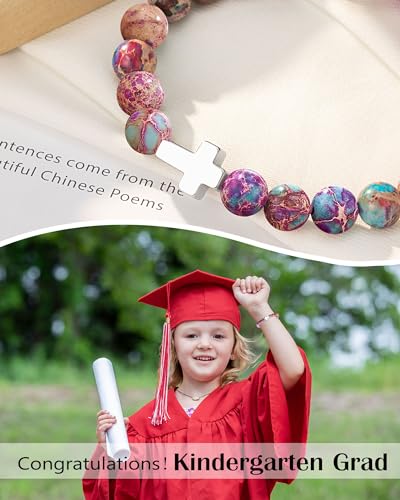 Image of UPROMI Cross Bracelet for Girls Baptism Communion Confirmation Gifts, Kindergarten /Preschool /5th Grade /8th Grade Graduation Gifts