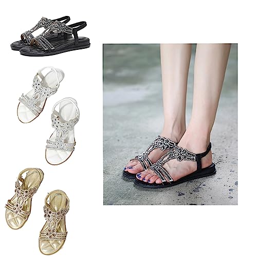 AYGJKIE Slippers Women Summer Elegant Summer Shoes Comfortable Non-Slip Orthopedic Sandals Sandals Women Summer Sandals Women (Color : Black, Size : 9US)3