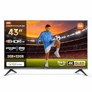 Xiaomi TV F Pro 43, 43 Zoll (101 cm), 4K UHD QLED, Smart TV, Fire OS8, Triple Tuner DVB-C/S/S2/T/T2, HDR10+, MEMC, Sprachsteuerung mit Alexa, 2GB+32GB, Kompatibel mit Apple AirPlay