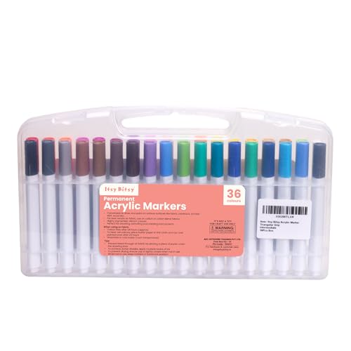 Image of Itsy Bitsy Acrylic Marker Set Triangular Grip Intermediate 36 Pcs Box | Water-Based Paint Pens for Rock, Glass, Wood, Fabric, Canvas, DIY Craft & Art