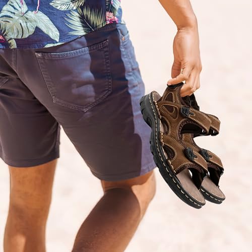 Jousen Men's Sandals Leather Open Toe Beach Sandal Outdoor Summer Sport Hiking Sandals4