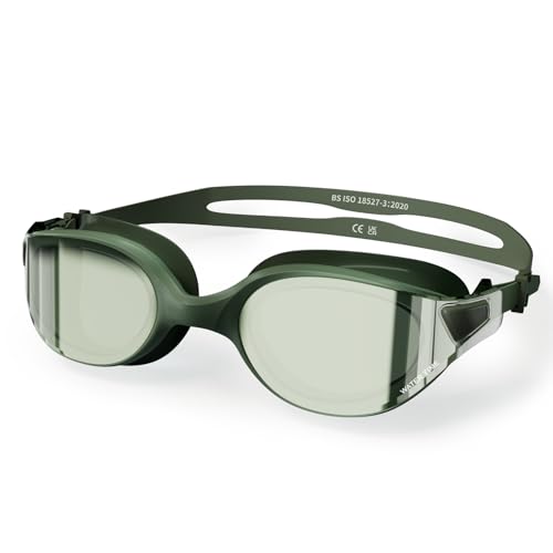 WATER TIME Schwimmbrille großer Rahmen hydrodynamisch druckfrei, Dunkelgrün