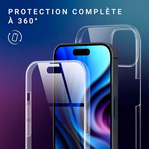 Coque iPhone 15 Plus intégrale transparente 360 degrés protection silicone antichoc Oneflow - 2