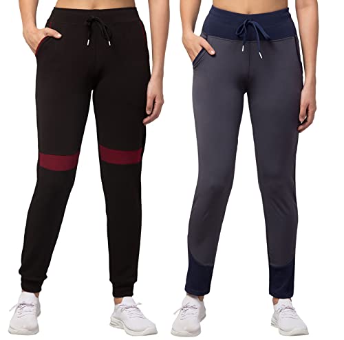 Image of BLUECON Women's Slim Fit Polyester Trackpants (Combo Pack of 2)
