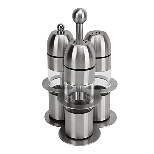 Juego de 3 botellas de condimento – Botella de condimento de acero inoxidable para cocinas – Sal recargable – Fácil de limpiar con un paño húmedo, para restaurantes, cocinas (OtufanH4U-11)