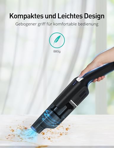 Aspiron Handstaubsauger Akku, 15000Pa & Schnellladestation, Starke Absaugung, HEPA-Filter, Akkusauger Klein für Autos, Zuhause, Büro